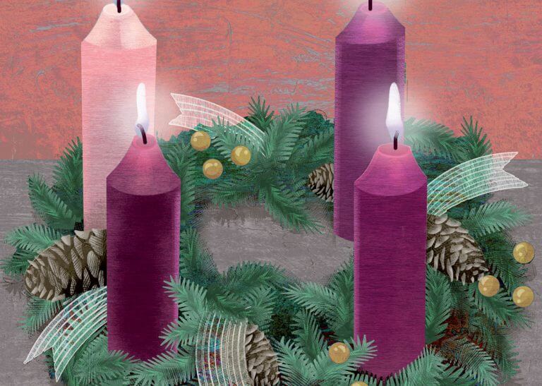 Advent wreath by Marina Seoane © Loyola Press. All rights reserved.