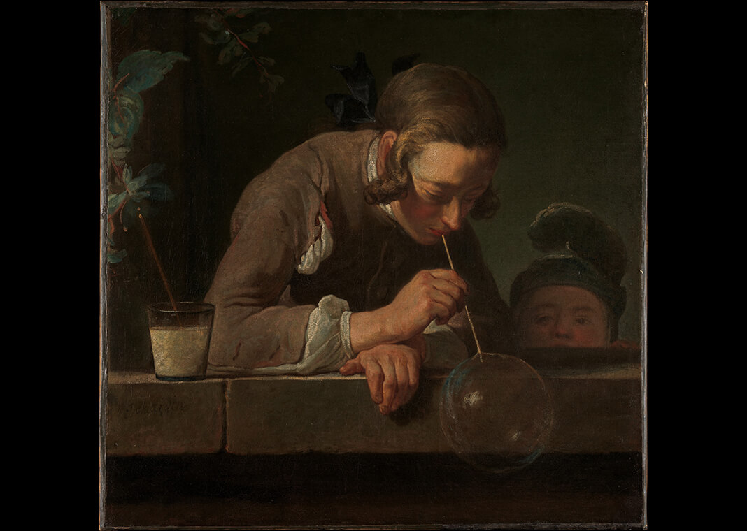 "Soap Bubbles" by Jean Siméon Chardin (Wentworth Fund, 1949), public domain via The Metropolitan Museum of Art