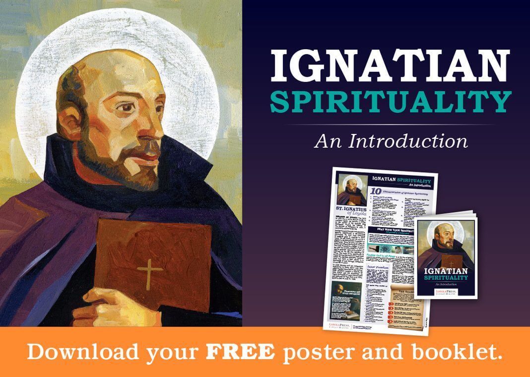 Introduction to Ignatian Spirituality Poster and Booklet - text next to illustration of St. Ignatius of Loyola